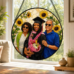 Personalized Sunflower Photo Stained Glass Suncatcher