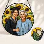 Personalized Sunflower Photo Stained Glass Suncatcher