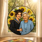 Personalized Sunflower Photo Stained Glass Suncatcher