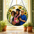 Personalized Sunflower Photo Stained Glass Suncatcher