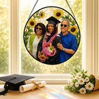 Personalized Sunflower Photo Stained Glass Suncatcher