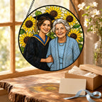 Personalized Sunflower Photo Stained Glass Suncatcher