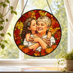 Personalized Autumn Leaves Photo Stained Glass Suncatcher