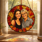 Personalized Autumn Leaves Photo Stained Glass Suncatcher
