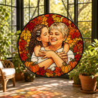Personalized Autumn Leaves Photo Stained Glass Suncatcher