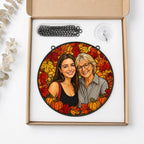 Personalized Autumn Leaves Photo Stained Glass Suncatcher
