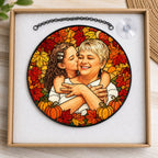 Personalized Autumn Leaves Photo Stained Glass Suncatcher