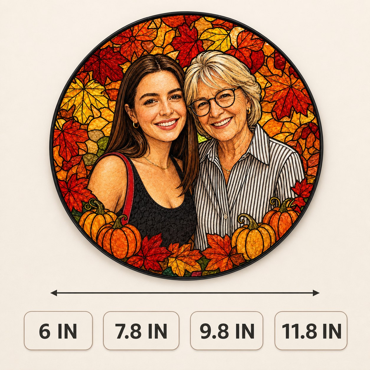 Personalized Autumn Leaves Photo Stained Glass Suncatcher