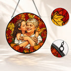 Personalized Autumn Leaves Photo Stained Glass Suncatcher