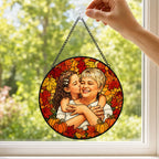 Personalized Autumn Leaves Photo Stained Glass Suncatcher