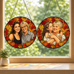 Personalized Autumn Leaves Photo Stained Glass Suncatcher