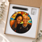 Personalized Sunburst Photo Stained Glass Suncatcher