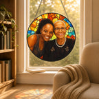 Personalized Sunburst Photo Stained Glass Suncatcher