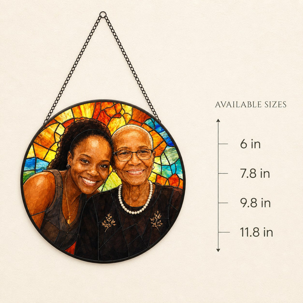 Personalized Sunburst Photo Stained Glass Suncatcher