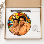 Personalized Sunburst Photo Stained Glass Suncatcher