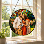 Personalized Rose Garden Photo Stained Glass Suncatcher
