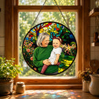 Personalized Rose Garden Photo Stained Glass Suncatcher