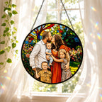 Personalized Rose Garden Photo Stained Glass Suncatcher