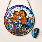 Personalized Rainbow Bloom Photo Stained Glass Suncatcher