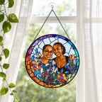 Personalized Rainbow Bloom Photo Stained Glass Suncatcher