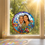 Personalized Rainbow Bloom Photo Stained Glass Suncatcher