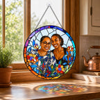 Personalized Rainbow Bloom Photo Stained Glass Suncatcher