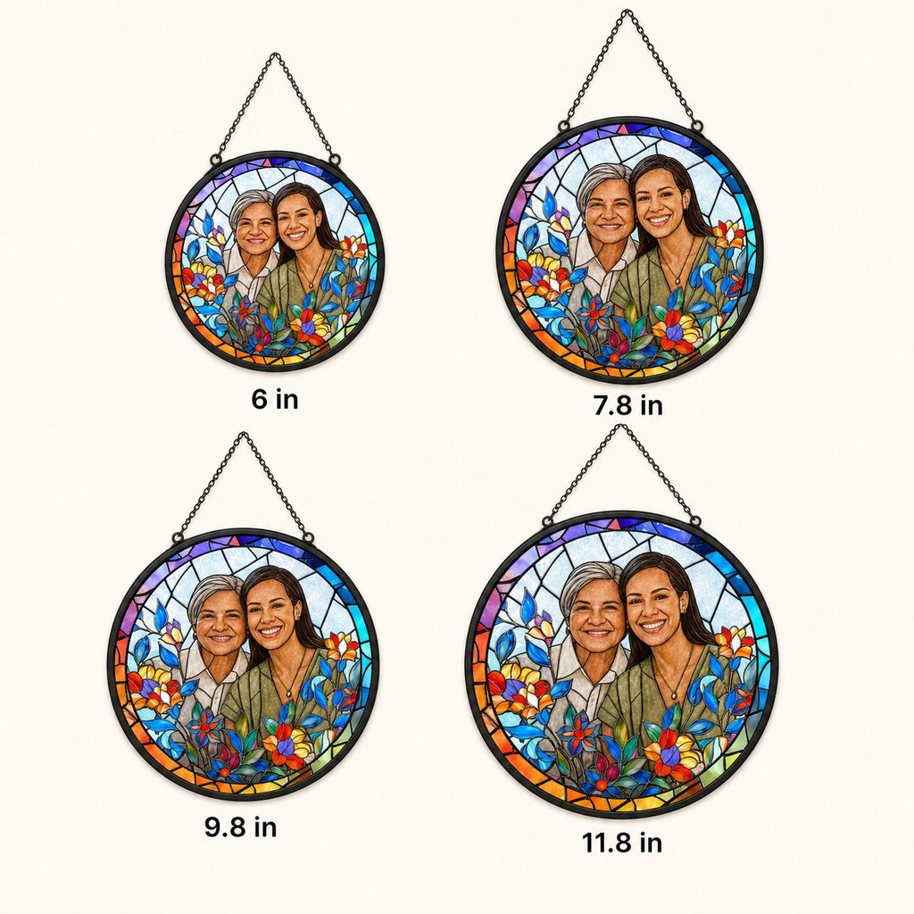 Personalized Rainbow Bloom Photo Stained Glass Suncatcher