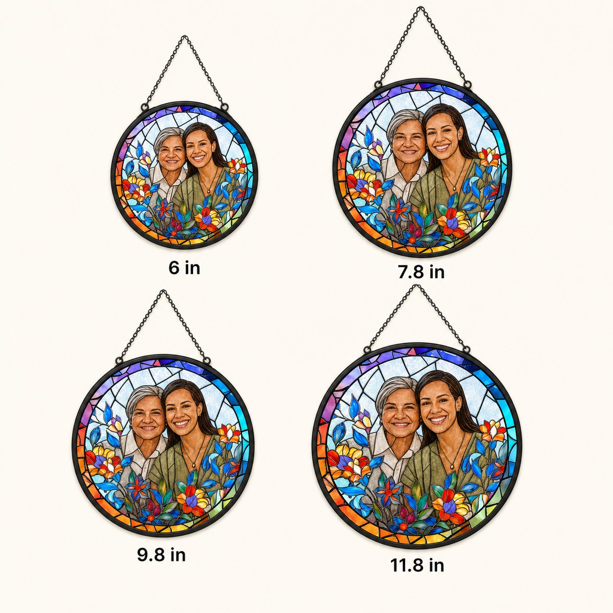 Personalized Rainbow Bloom Photo Stained Glass Suncatcher