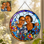 Personalized Rainbow Bloom Photo Stained Glass Suncatcher