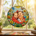 Personalized Sunlit Meadow Photo Stained Glass Suncatcher