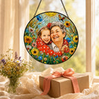 Personalized Sunlit Meadow Photo Stained Glass Suncatcher