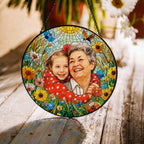 Personalized Sunlit Meadow Photo Stained Glass Suncatcher
