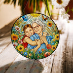 Personalized Sunlit Meadow Photo Stained Glass Suncatcher