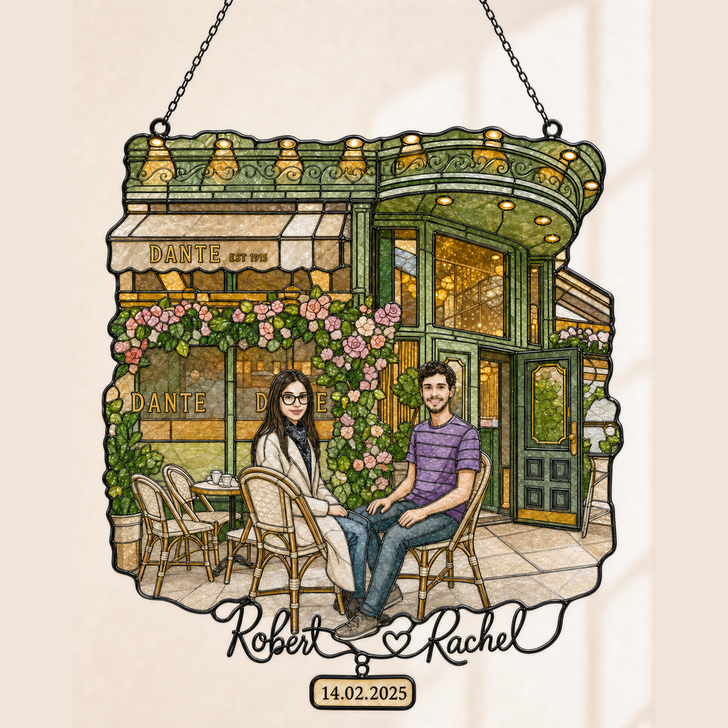 Custom First Date Place Photo Acrylic Suncatcher