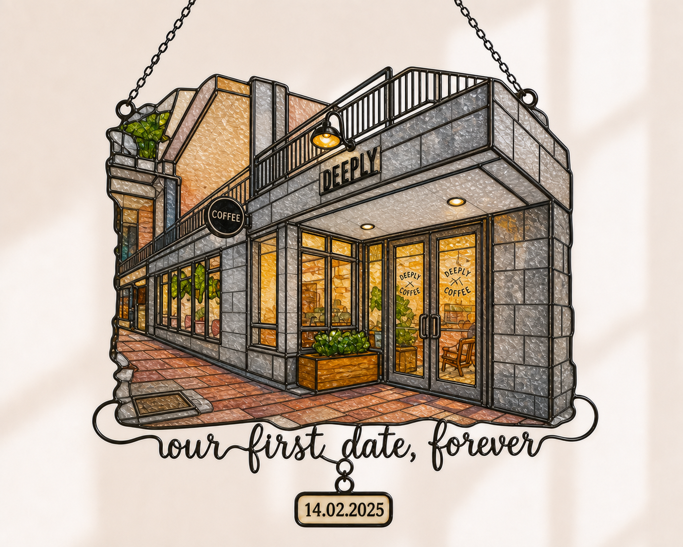 Custom First Date Place Photo Acrylic Suncatcher