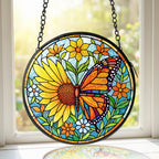 Sunflower butterfly stained glass suncatcher packaging