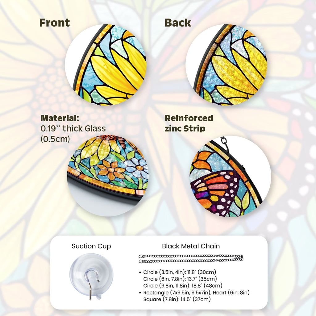 Sunflower butterfly stained glass suncatcher lifestyle