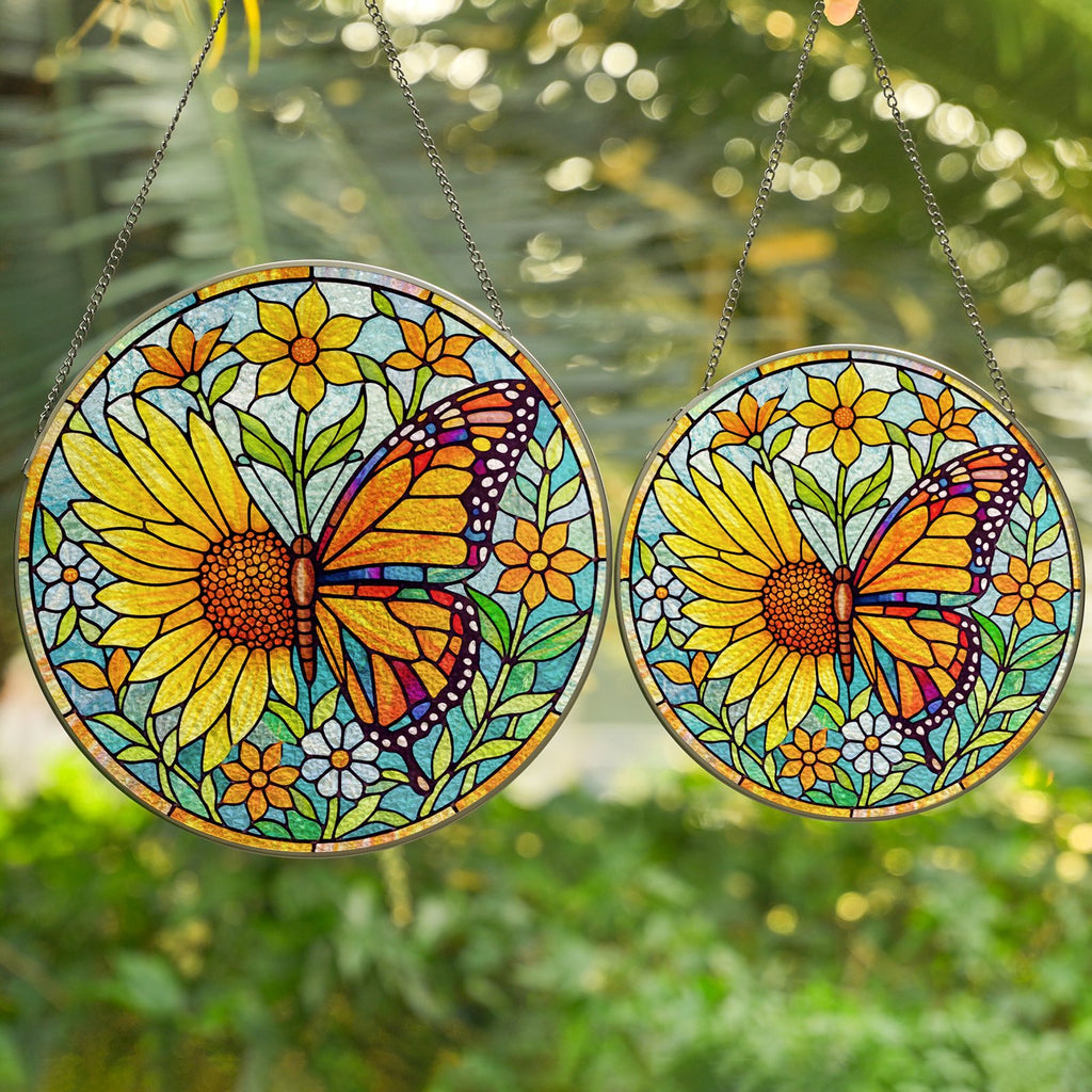 Sunflower butterfly stained glass suncatcher material
