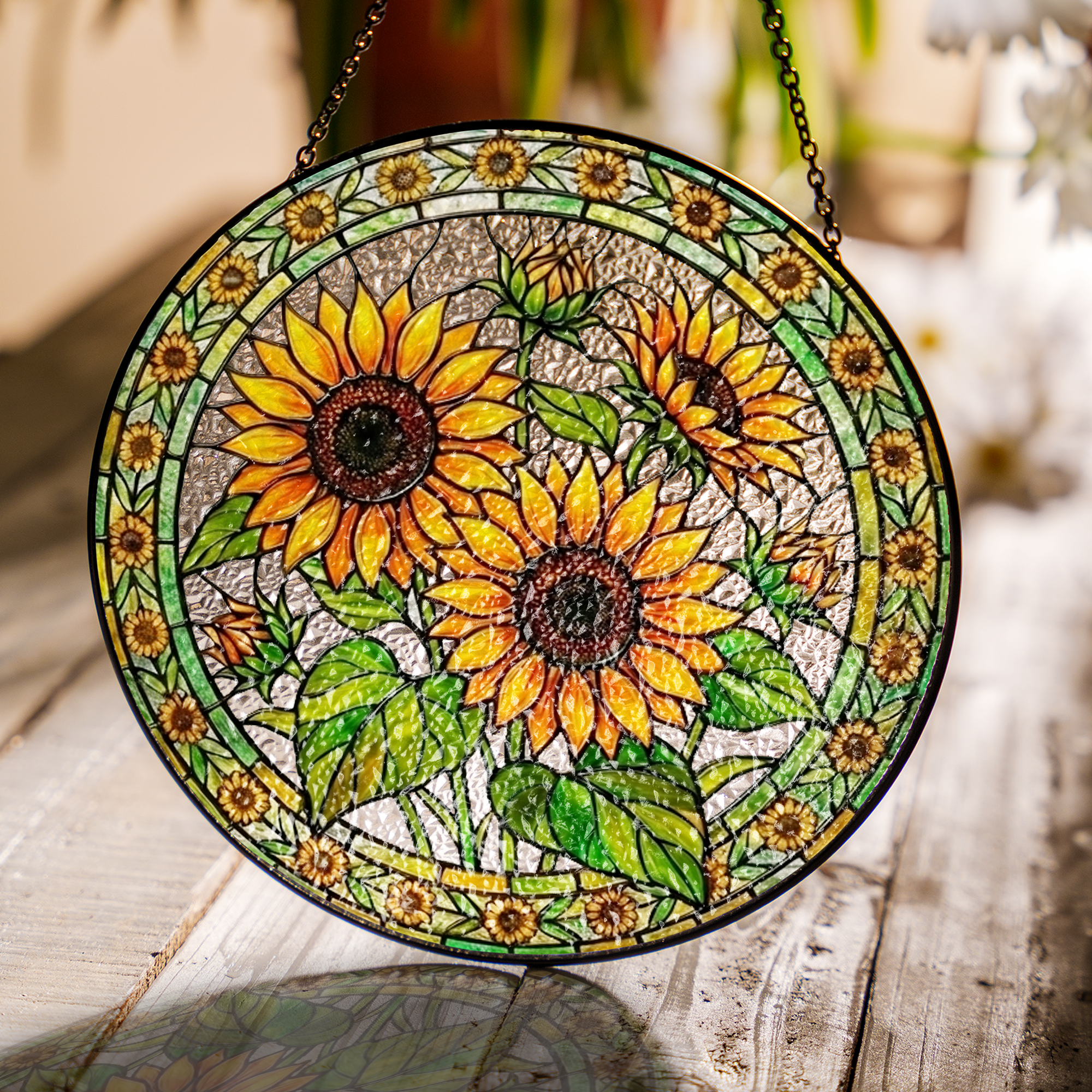 Sunflower Stained Glass Suncatcher