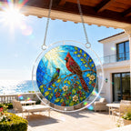 Cardinal Branch Acrylic Puzzle Suncatcher