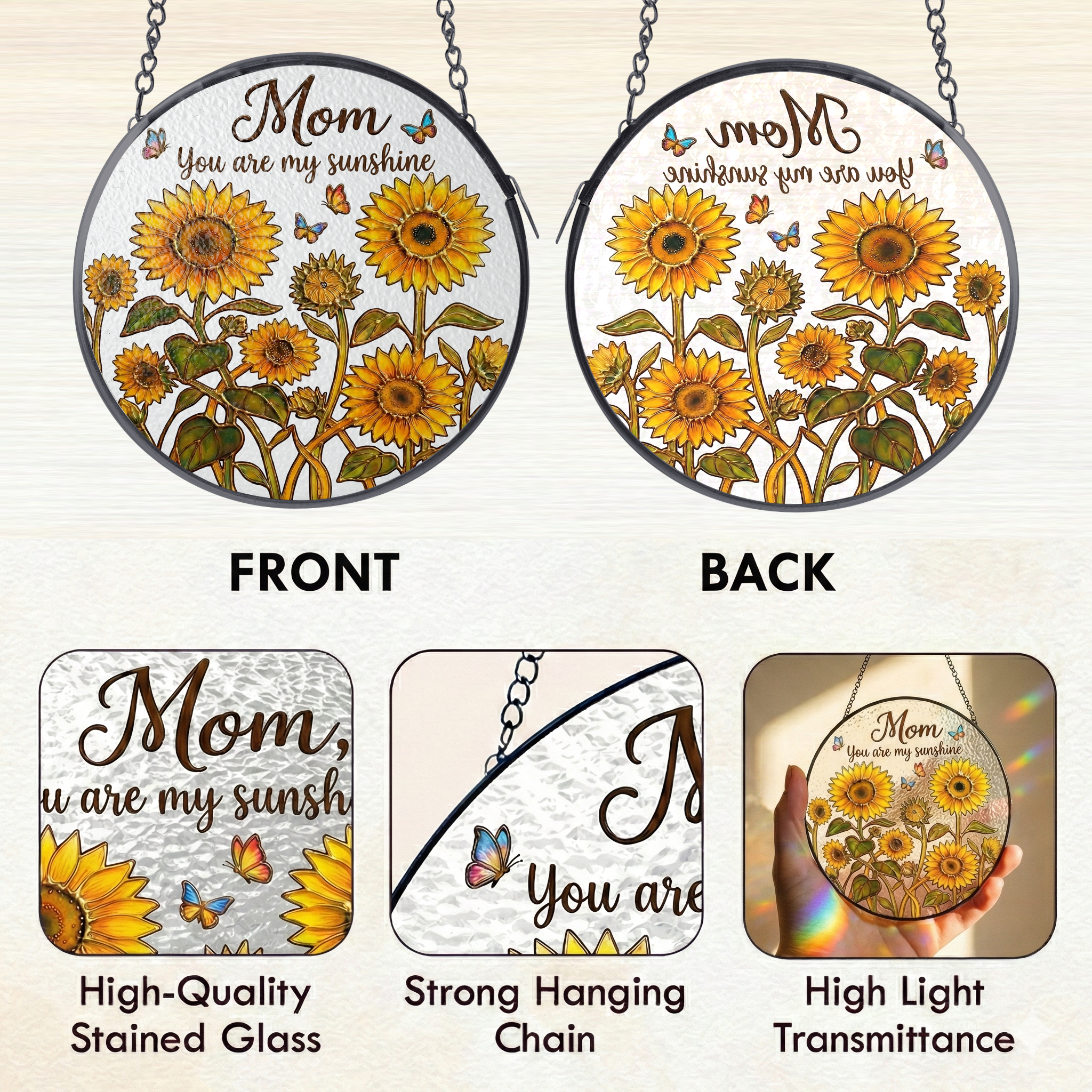 Mom Sunshine Stained Glass Suncatcher
