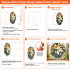 Easy assembly guide for round acrylic three hummingbirds puzzle suncatcher