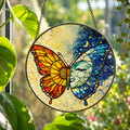 Butterfly Sun & Moon Stained Glass Suncatcher