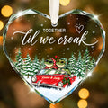Personalized Together 'Til We Croak Frog Couple Road Trip Heart Glass Ornament