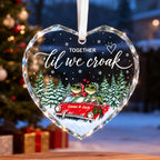 Personalized Together 'Til We Croak Frog Couple Road Trip Heart Glass Ornament