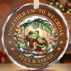 Personalized Together Until We Croak Frog Couple Christmas Glass Ornament