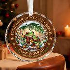 Personalized Together Until We Croak Frog Couple Christmas Glass Ornament
