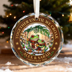 Personalized Together Until We Croak Frog Couple Christmas Glass Ornament