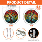 Tree of life acrylic puzzle suncatcher hanging in a window