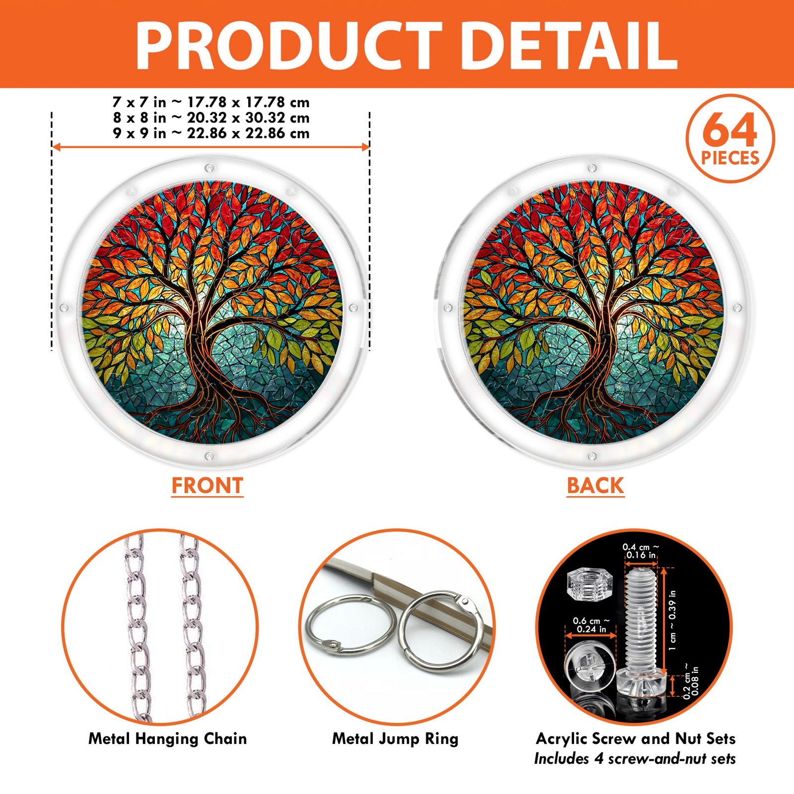Tree of life acrylic puzzle suncatcher hanging in a window